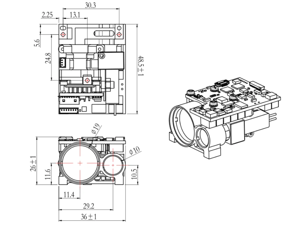 3km Laser Rangefinder Module Distance Meter Sensor
